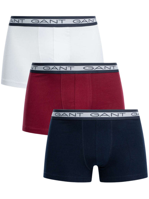 GantTrunks 3 - pack3 - Pack Striped Waistband Boxer Trunks, Navy/White/BurgundyBoxers - and - Briefs.net
