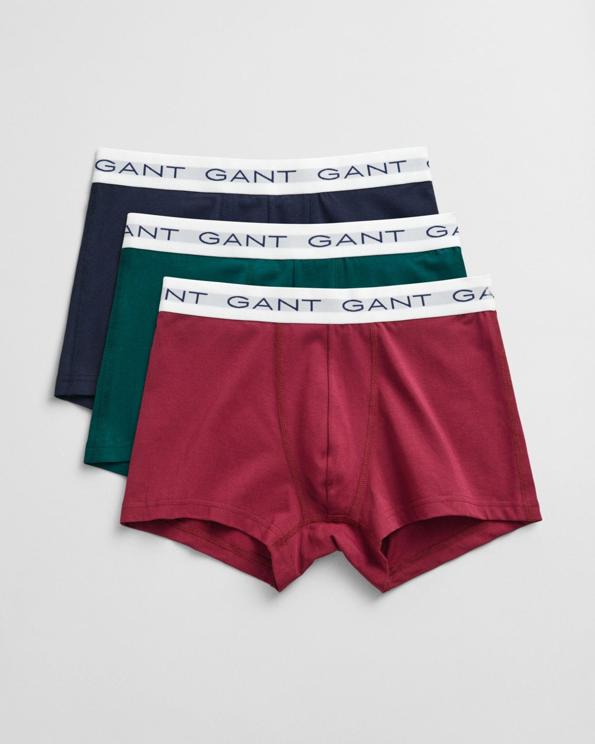 GantTrunks 3 - pack3 - Pack White Waistband Boxer Trunks, Burgundy/Green/NavyBoxers - and - Briefs.net