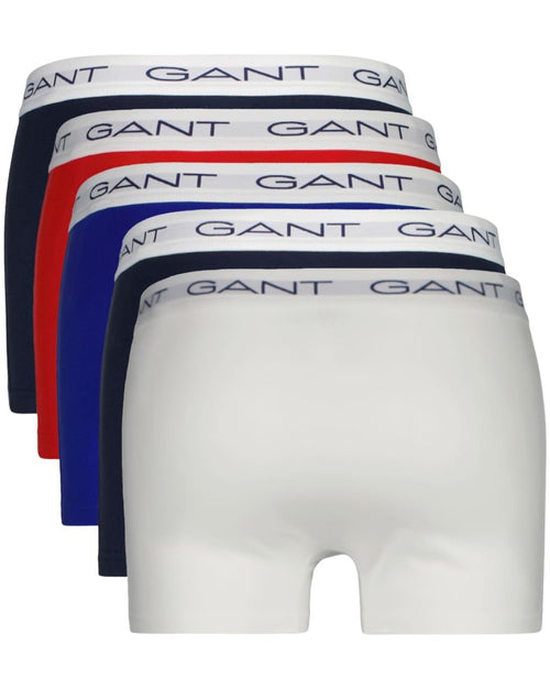 GantTrunks 5 - pack5 - Pack White Waistband Boxer Trunks, Red/White/Navy/Blue/BlackBoxers - and - Briefs.net