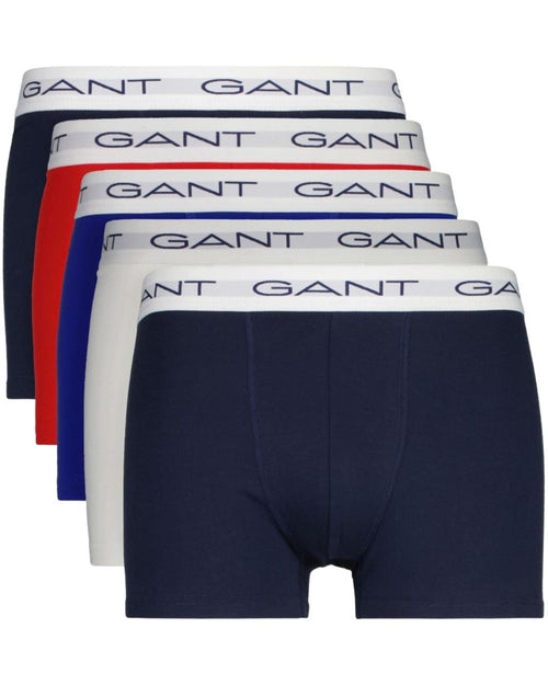 GantTrunks 5 - pack5 - Pack White Waistband Boxer Trunks, Red/White/Navy/Blue/BlackBoxers - and - Briefs.net