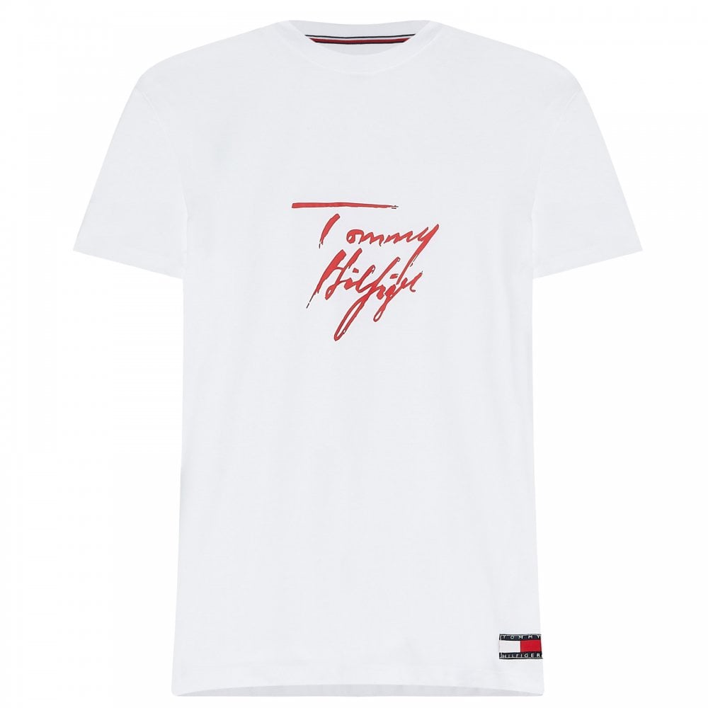 MÄDCHEN Tommy Hilfiger Signature Logo T-Shirt, Weiß