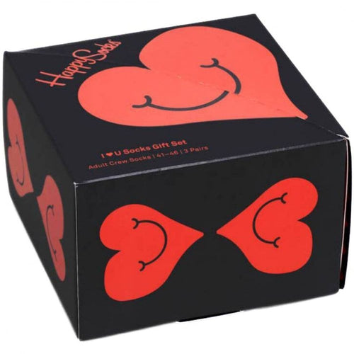 2-Pack I Heart You Socks Gift Box, Black/red