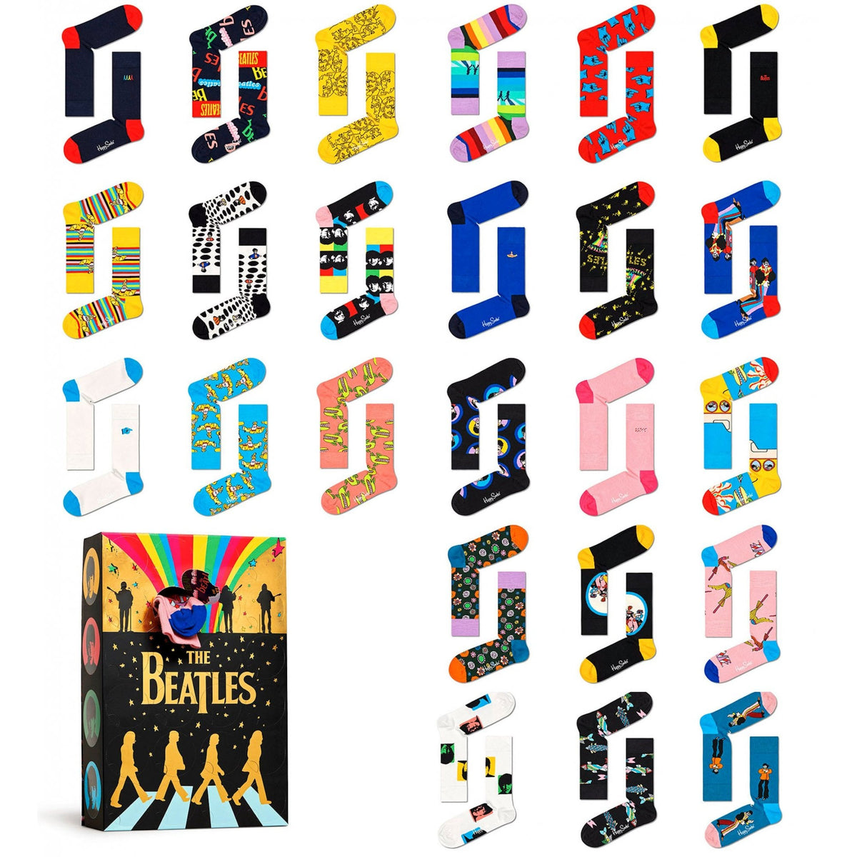 Happy Socks - 24 - Pack The Beatles Collection Socks Gift Box, Multi - Boxers - and - Briefs.net