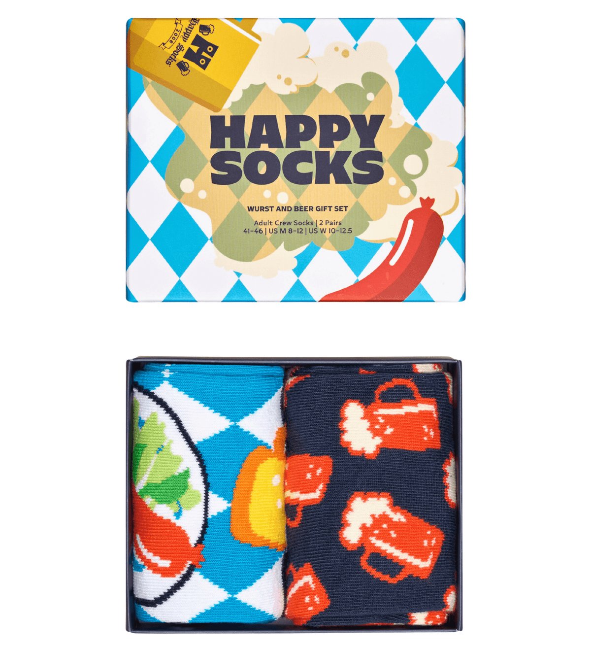 Happy SocksSocks 2 - pack2 - Pack Beer & Sausages Socks Gift Box, BlueBoxers & Briefs