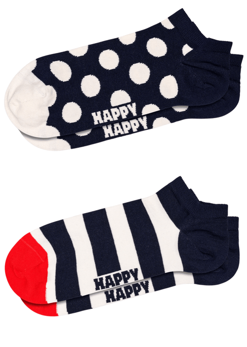 Happy SocksSocks 2 - pack2 - pack Big Dot Stripe Low Socks, Navy/WhiteBoxers - and - Briefs.net