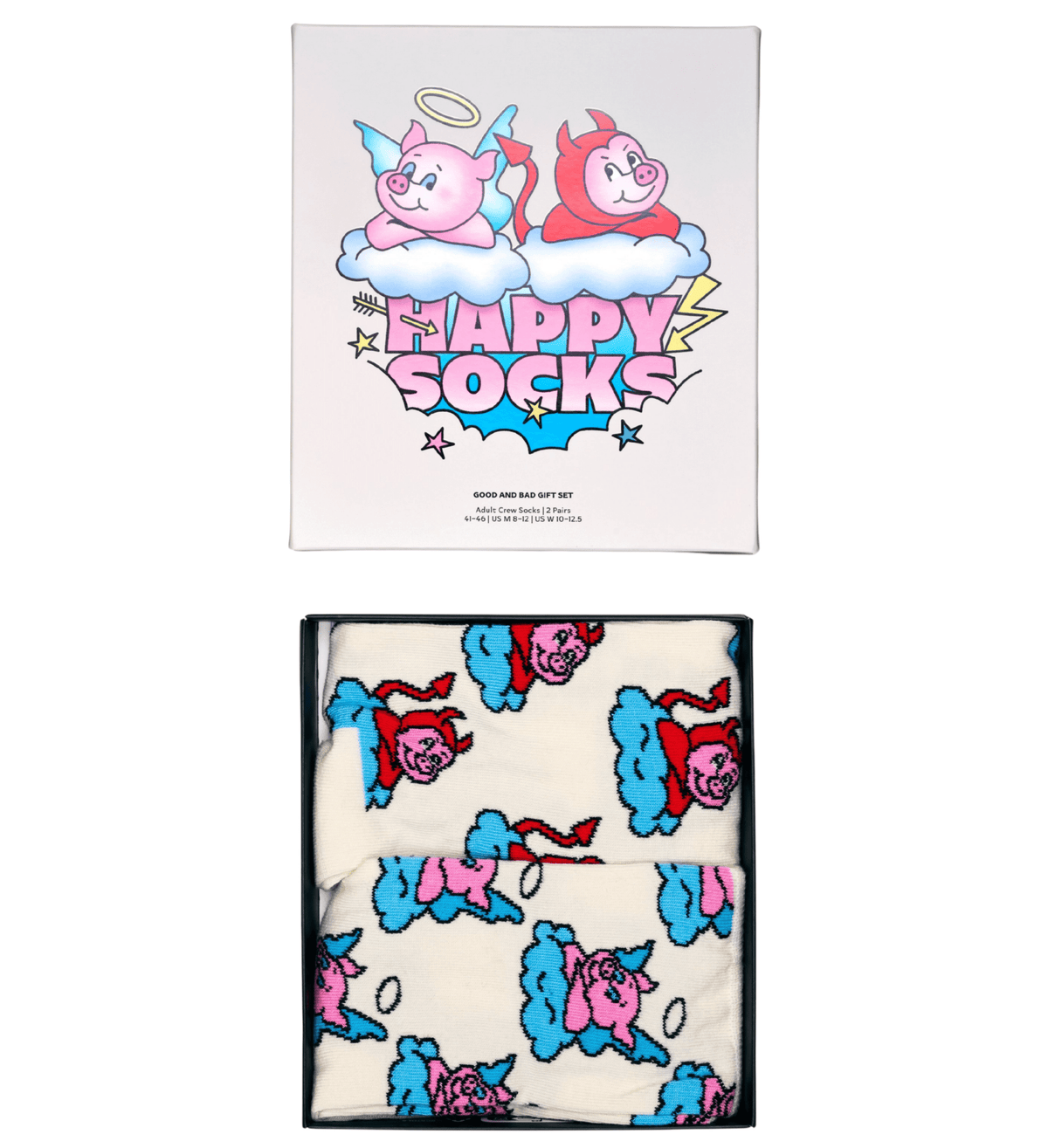 Happy SocksSocks 2 - pack2 - Pack Good Pig Bad Pig Socks Gift Box, WhiteBoxers & Briefs