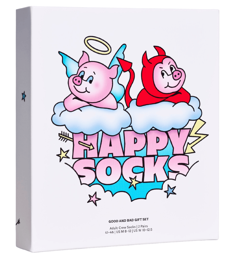 Happy SocksSocks 2 - pack2 - Pack Good Pig Bad Pig Socks Gift Box, WhiteBoxers & Briefs
