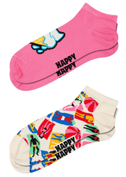 Happy SocksSocks 2 - pack2 - pack Ice Cream & Lazy Days Low Socks, Pink/WhiteBoxers - and - Briefs.net