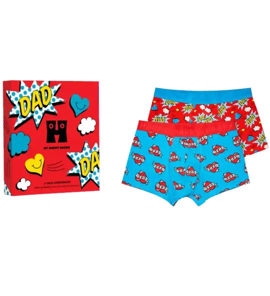Happy SocksTrunks 2 - pack2 - Pack Super Dad Boxer Trunks Gift Box, Blue/RedBoxers & Briefs