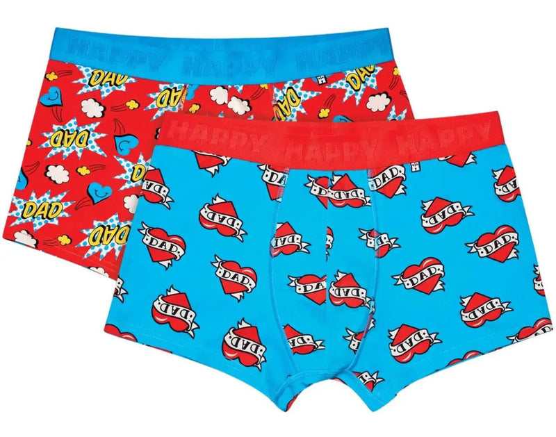 Happy SocksTrunks 2 - pack2 - Pack Super Dad Boxer Trunks Gift Box, Blue/RedBoxers & Briefs
