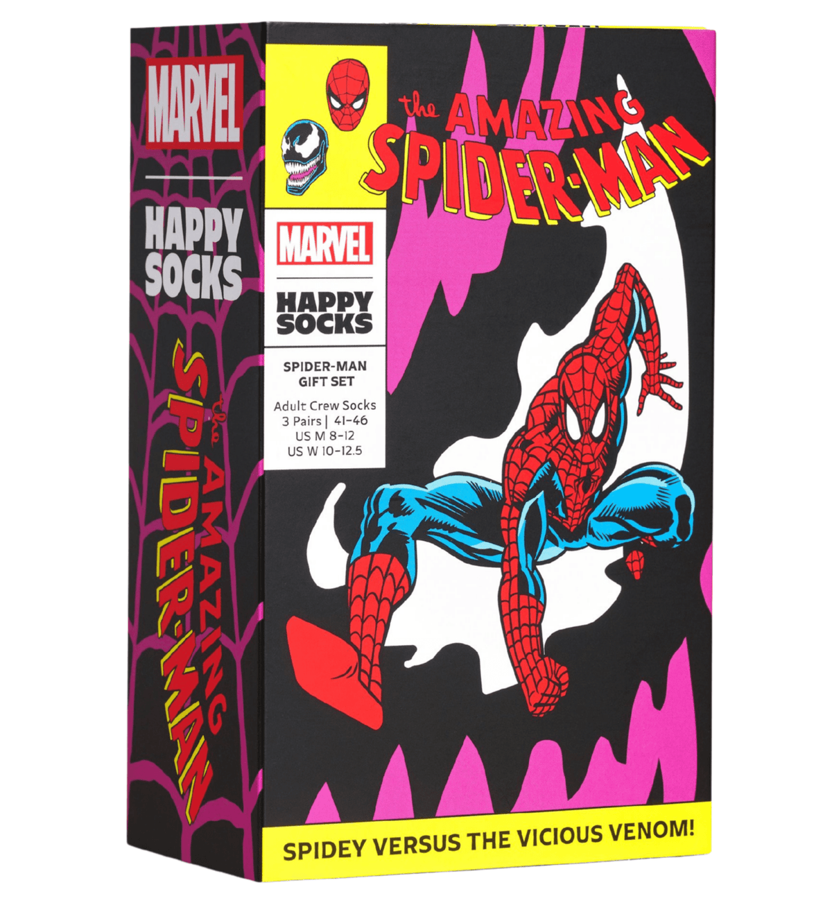 Happy SocksSocks 3 - pack3 - Pack Marvel Spiderman Socks Gift Box, Red/Yellow/NavyBoxers & Briefs