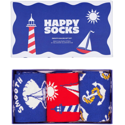 Happy SocksSocks 3 - pack3 - Pack Smooth Sailing Socks Gift Box, Blue/redBoxers - and - Briefs.net