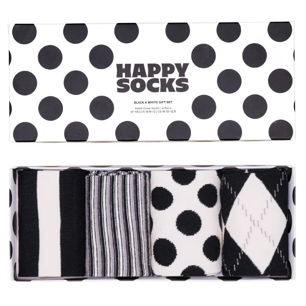 Happy SocksSocks 4 - pack4 - Pack Black and White Socks Gift SetBoxers & Briefs