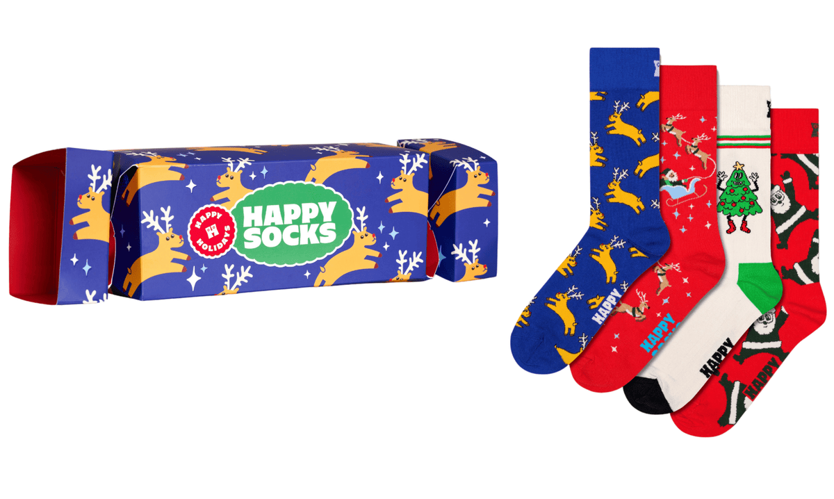 Happy SocksSocks 4 - pack4 - Pack Christmas Crackers Socks Gift Box, Red/white/blueBoxers & Briefs
