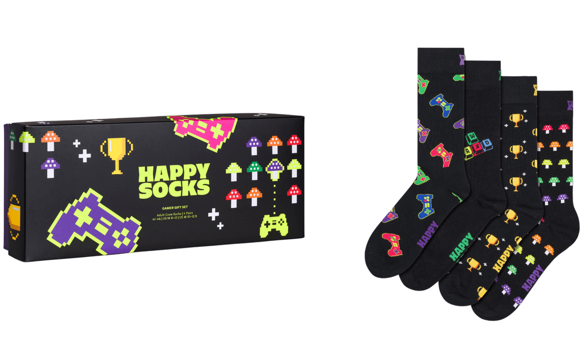 Happy SocksSocks 4 - pack4 - Pack Gamer Socks Gift Box, BlackBoxers & Briefs