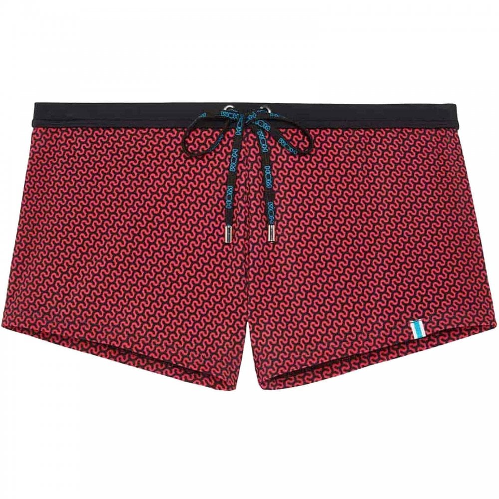 Corbiere Swim Shorts, Black/Red Print