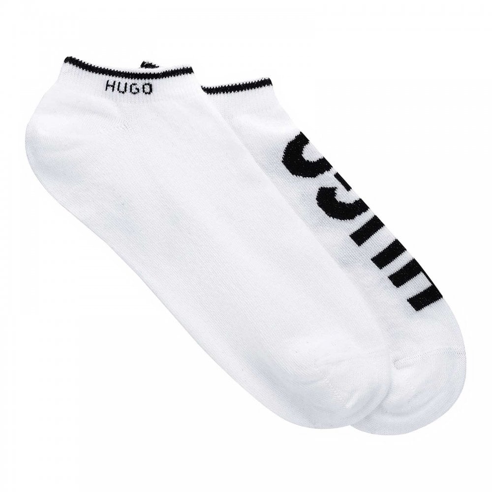 Lot de 2 paires de chaussettes baskets avec logo pour femmes, blanc