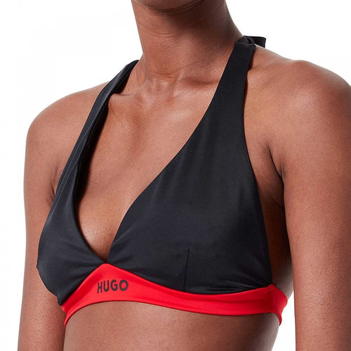 Neckholder-Bikinioberteil, Schwarz