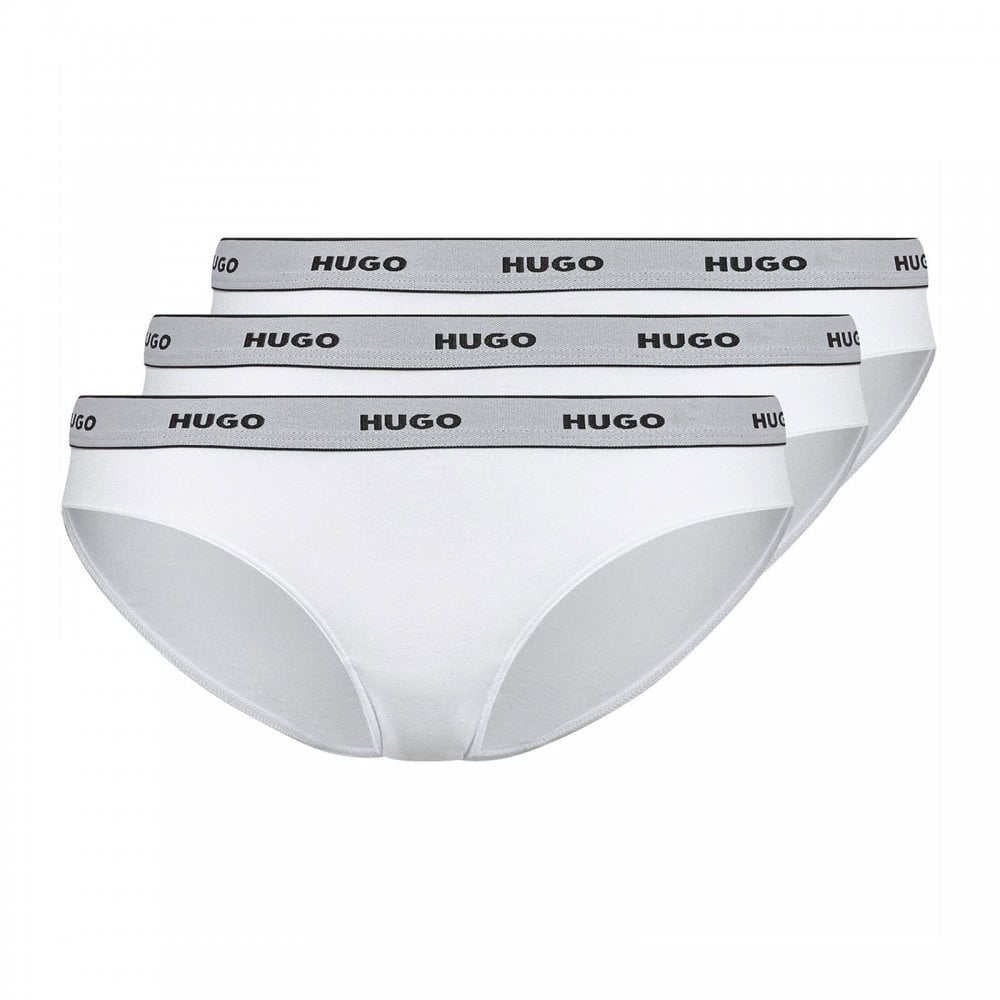 HUGO - 3 - Pack Classic Logo Briefs, White - Boxers - and - Briefs.net