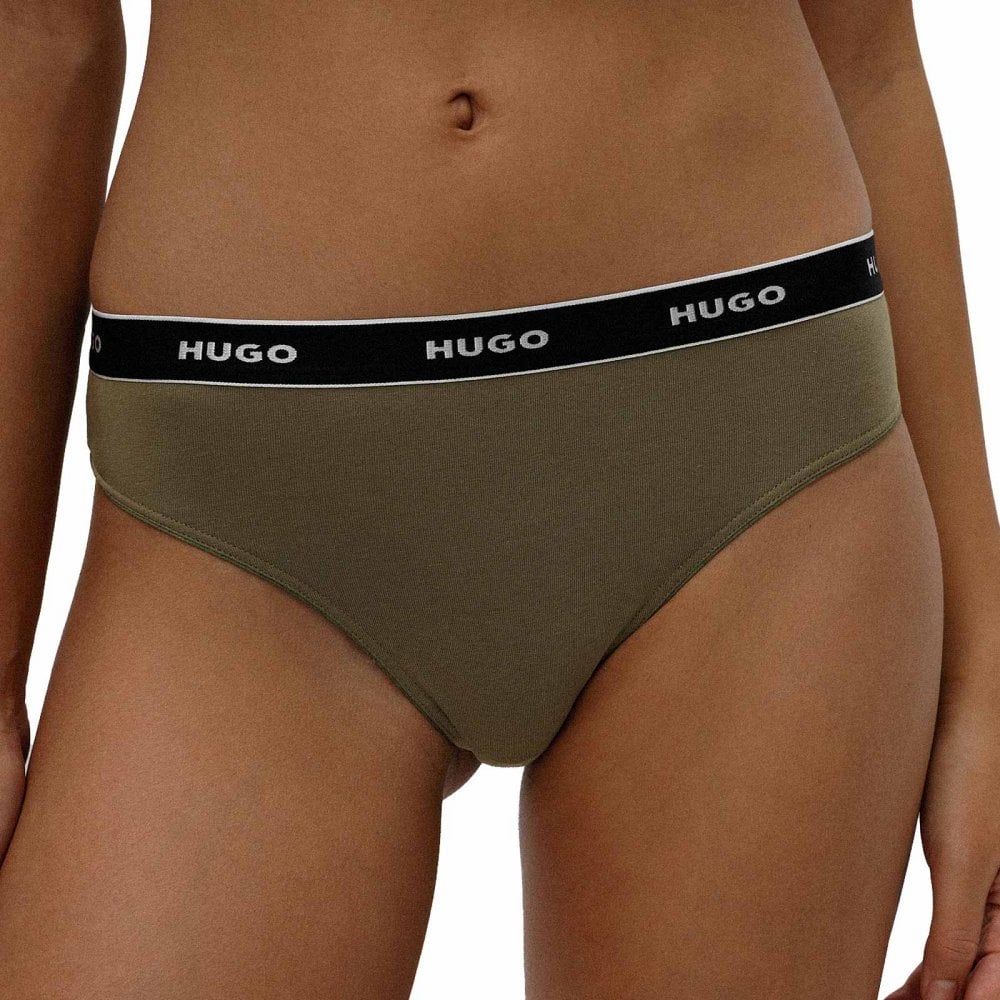 HUGO - 3 - Pack Logo Thong, Dark Beige / Pink / Blue - Boxers - and - Briefs.net