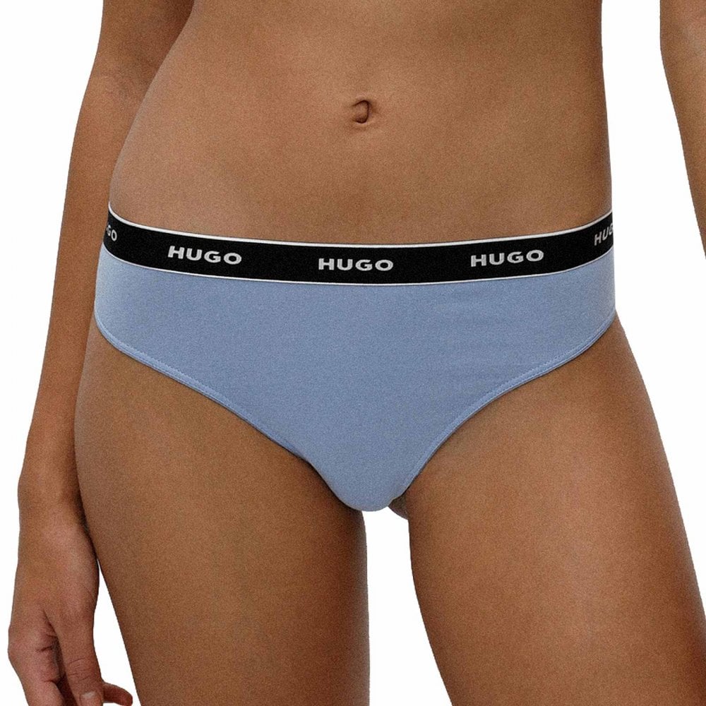 HUGO - 3 - Pack Logo Thong, Dark Beige / Pink / Blue - Boxers - and - Briefs.net