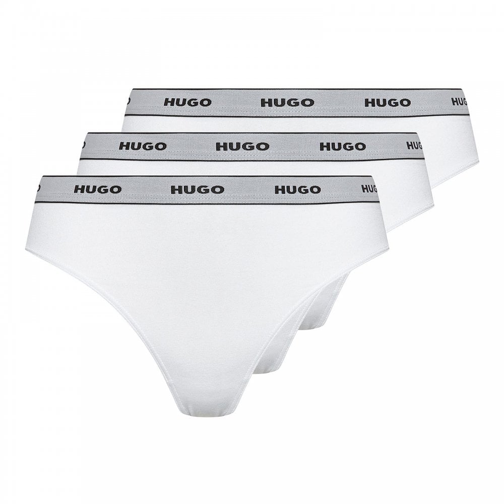 HUGO - 3 - Pack Classic Logo Thongs, White - Boxers - and - Briefs.net