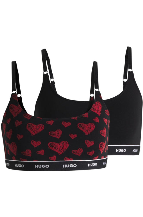 HUGOBralettes 2 - pack2 - Pack Classic Logo Bralettes Hearts Gift Set, Black/redBoxers - and - Briefs.net