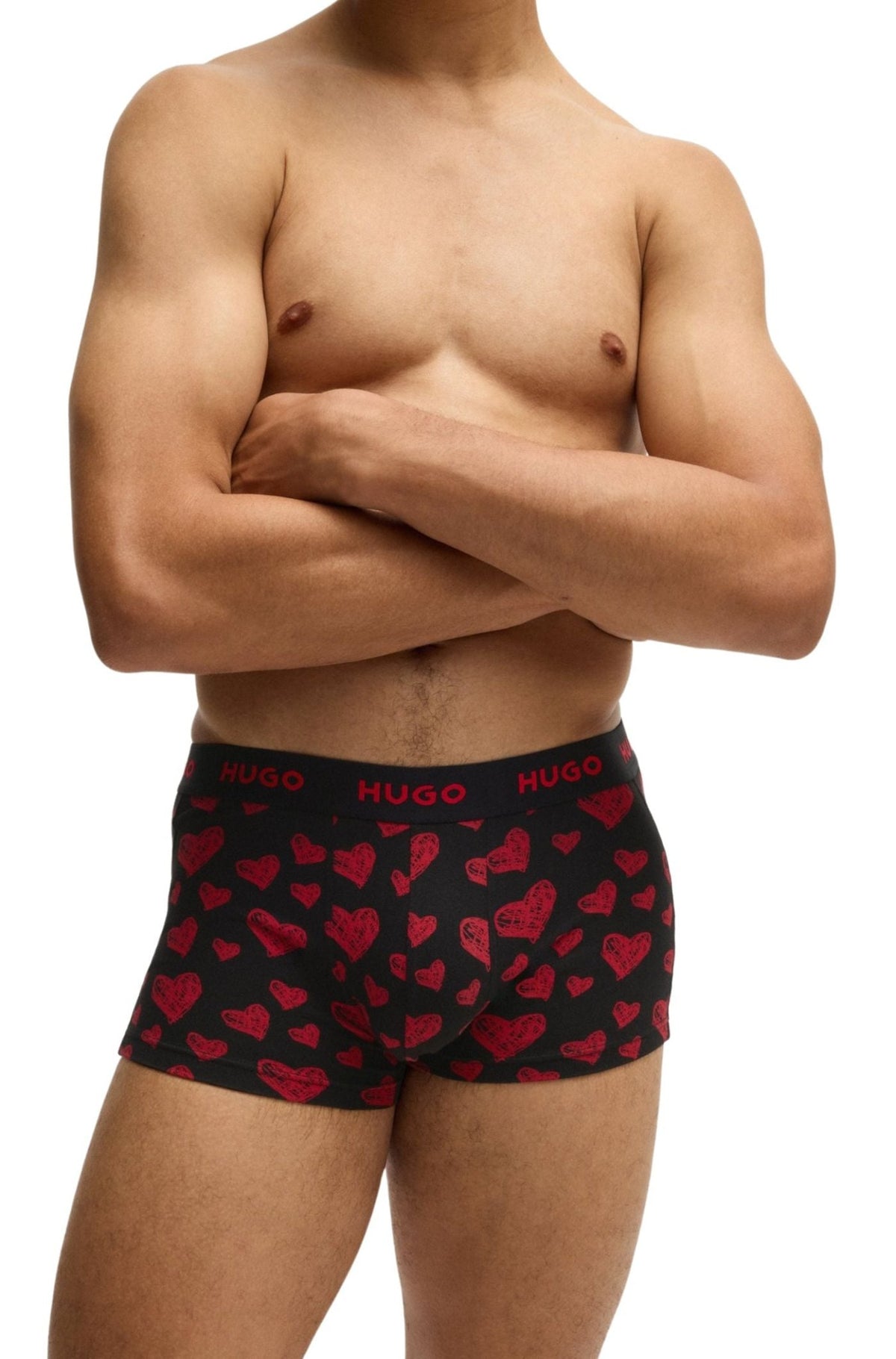 HUGOTrunks 3 - pack3 - Pack Hearts Boxer Trunks Gift Set, Black/redBoxers - and - Briefs.net