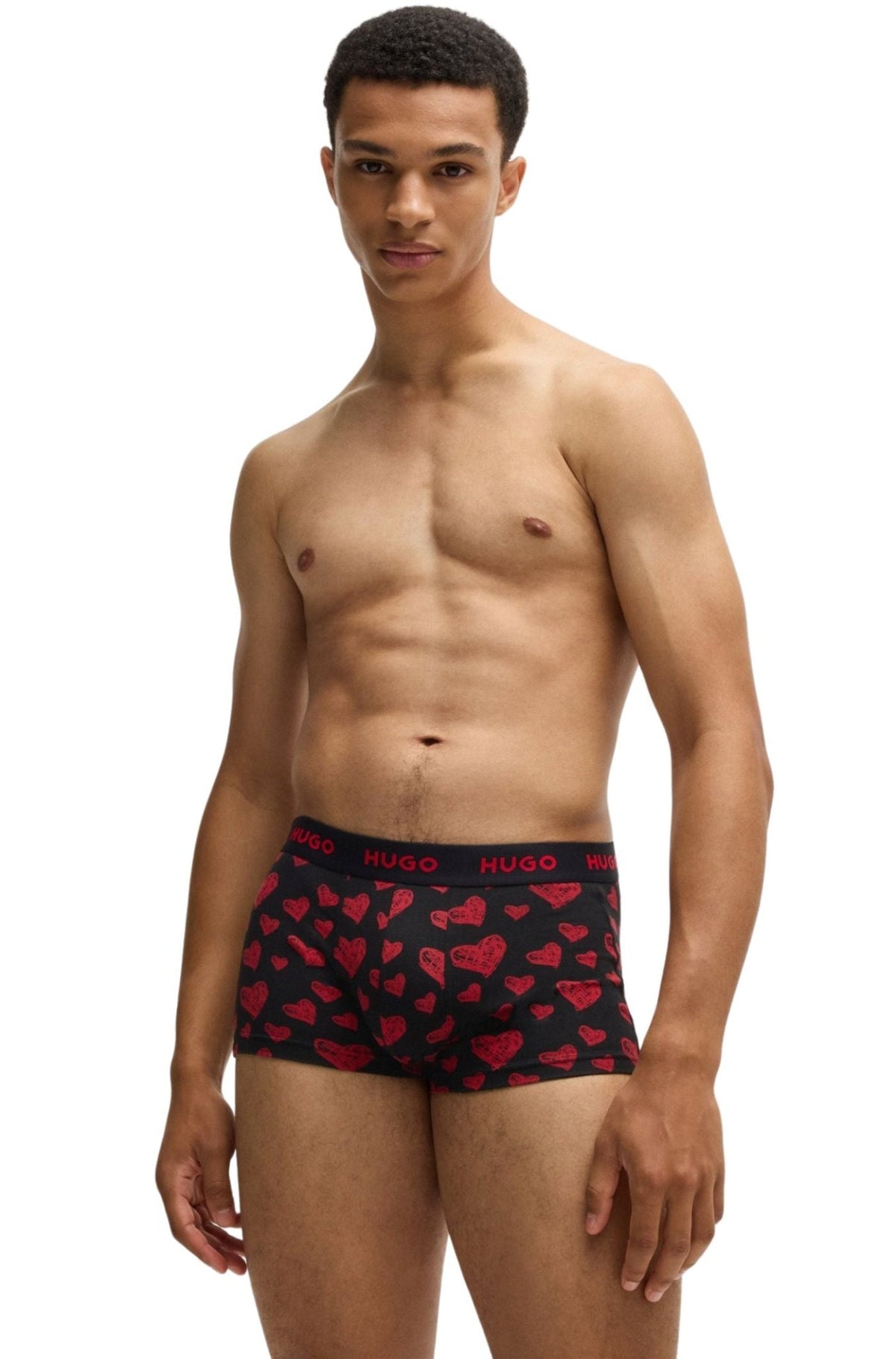 HUGOTrunks 3 - pack3 - Pack Hearts Boxer Trunks Gift Set, Black/redBoxers - and - Briefs.net