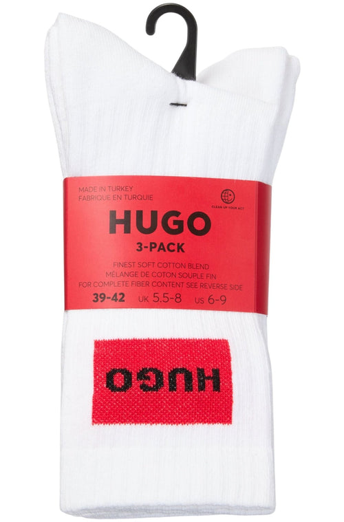 HUGOSocks 3 - pack3 - Pack Red Label Ribbed Sports Socks, WhiteBoxers - and - Briefs.net
