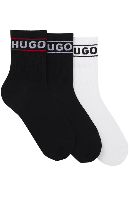 HUGOSocks 3 - pack3 - Pack Sporty Logo Ribbed Women's Socks, Black/whiteBoxers - and - Briefs.net
