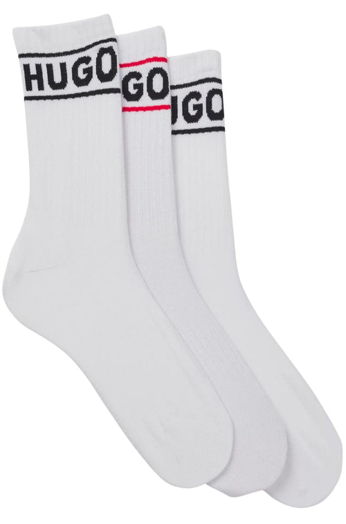 HUGOSocks 3 - pack3 - Pack Sporty Logo Ribbed Women's Socks, WhiteBoxers - and - Briefs.net