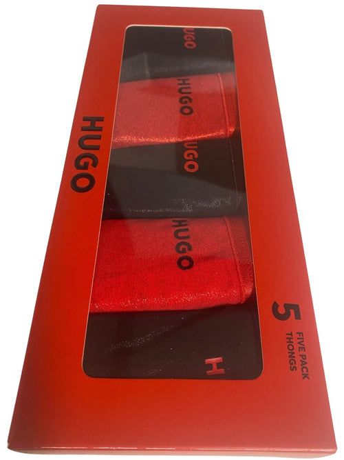 HUGOStrings 5 - pack5 - Pack Classic Logo Strings Gift Set, Black/RedBoxers - and - Briefs.net