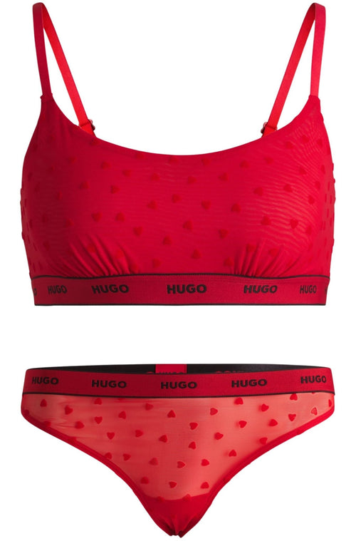 HUGOUnderwear SetHearts Lace Bralette & Thong Gift Set, RedBoxers - and - Briefs.net