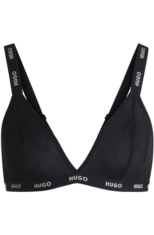 HUGOBraSporty Logo Lace Triangle Bra, Black/silverBoxers - and - Briefs.net