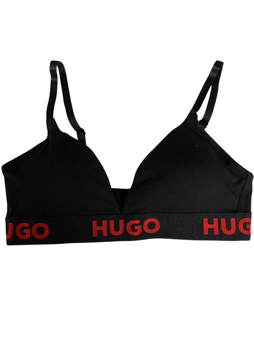 HUGOBraSporty Logo Triangle Bra, Black/redBoxers - and - Briefs.net