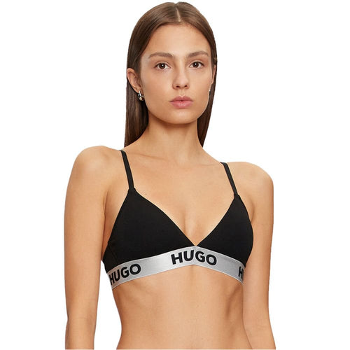 HUGOBraSporty Logo Triangle Bra, Black/silverBoxers - and - Briefs.net
