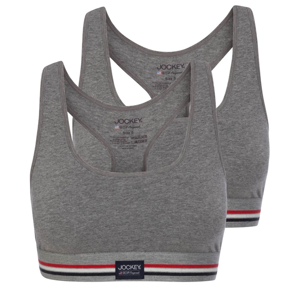 Baumwollstretch-Crop-Top im 2er-Pack, Steingrau