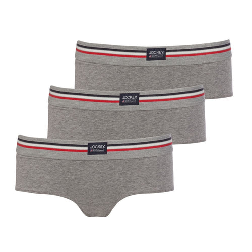 Hipster-Slips aus Baumwollstretch im 3er-Pack, Steingrau