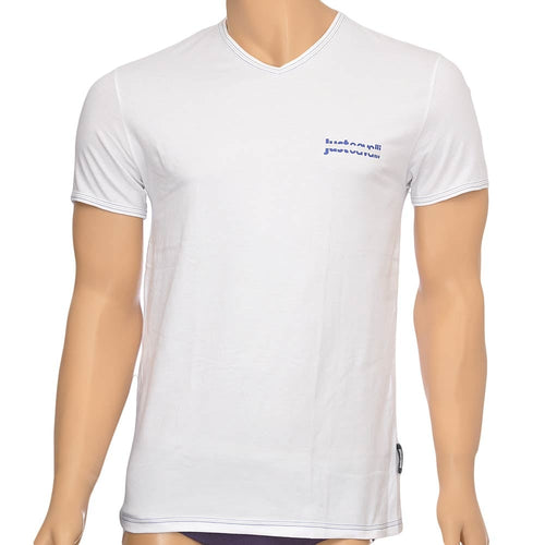 Cotton Stretch V-Neck T-shirt, White