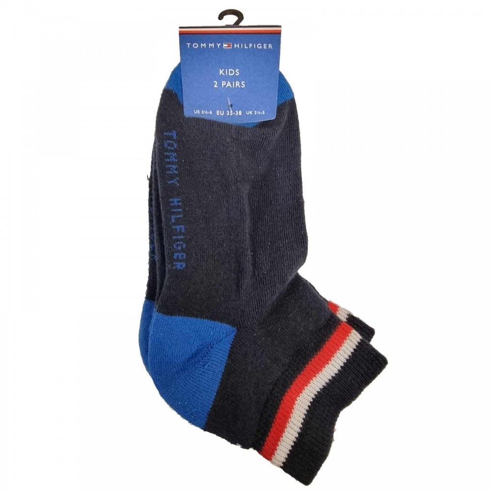 Kids Unisex 2 Pack Quarter Socks, Midnight Blue