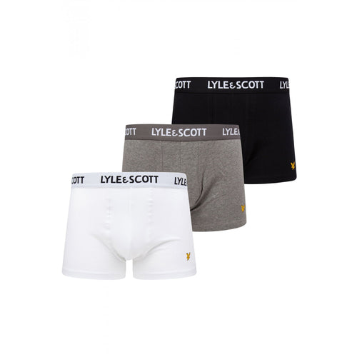 3-Pack Barclay Boxer Briefs, Black/White/Grey