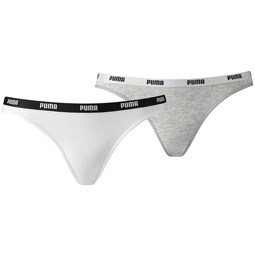 Lot de 2 slips de bikini emblématiques en coton modal stretch, blanc/gris