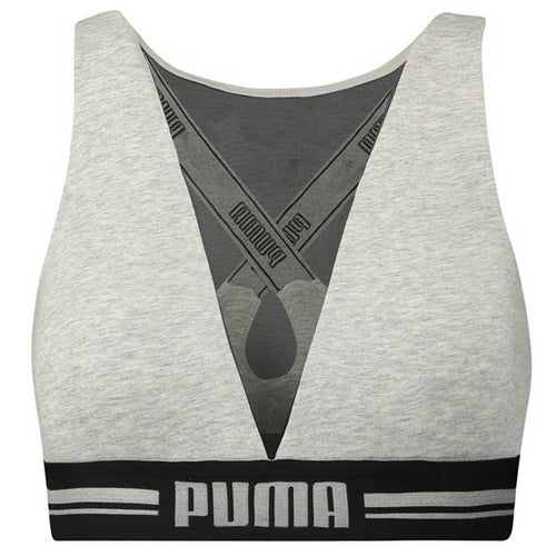 Soutien-gorge col haut en coton modal extensible avec maille, gris mélangé/argenté