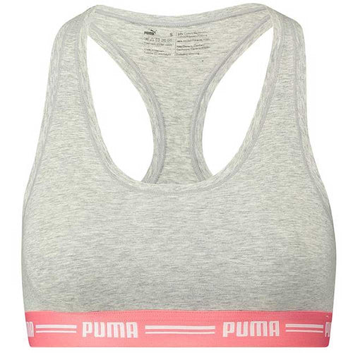 Iconic Bralette aus Baumwoll-Modal-Stretch, Hellgraumeliert / Hot Coral