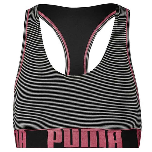 Bralette à mini rayures en coton modal stretch, noir/rose