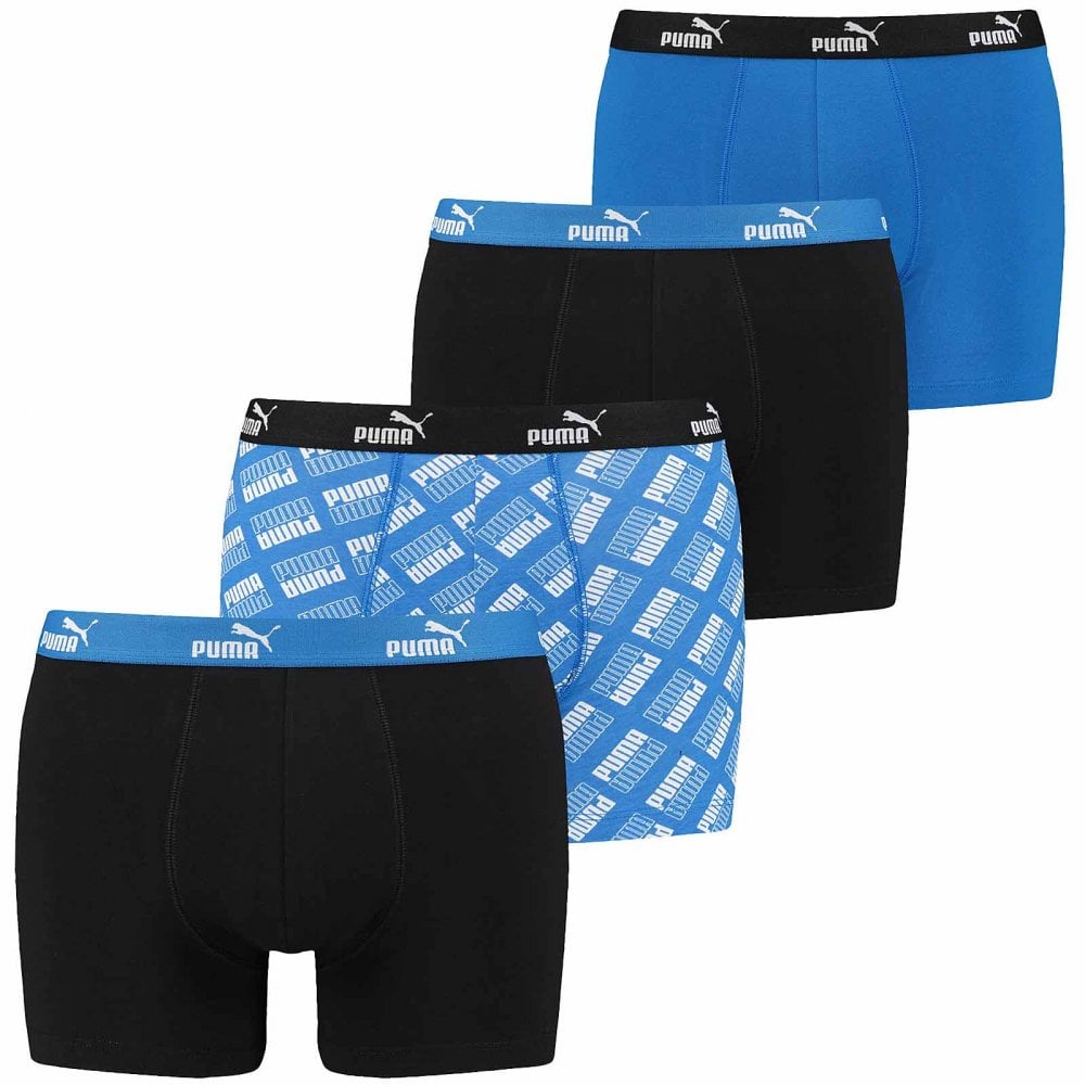Lot de 4 boxers en coton stretch Everyday Comfort, imprimé combo bleu