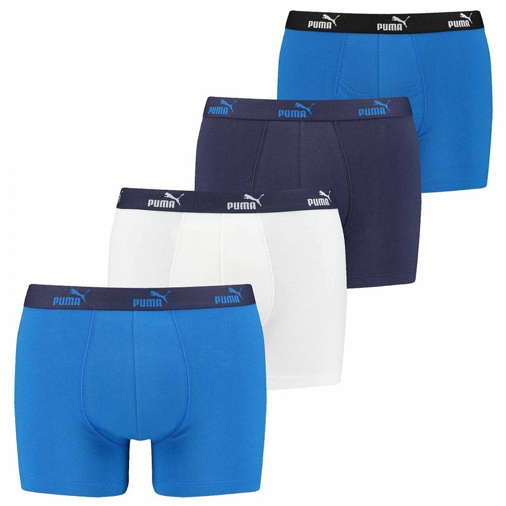 Lot de 4 boxers en coton extensible Everyday Comfort, combo bleu