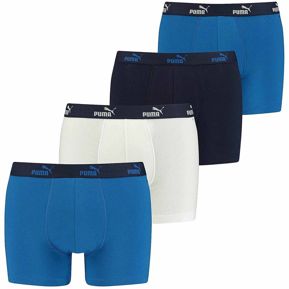 Everyday Comfort Lot de 4 boxers en coton extensible, combo bleu/blanc