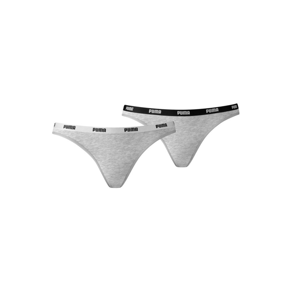 Puma - 2 - Pack Classic Logo Low - Rise Bikini Briefs, Grey Melange - Boxers - and - Briefs.net